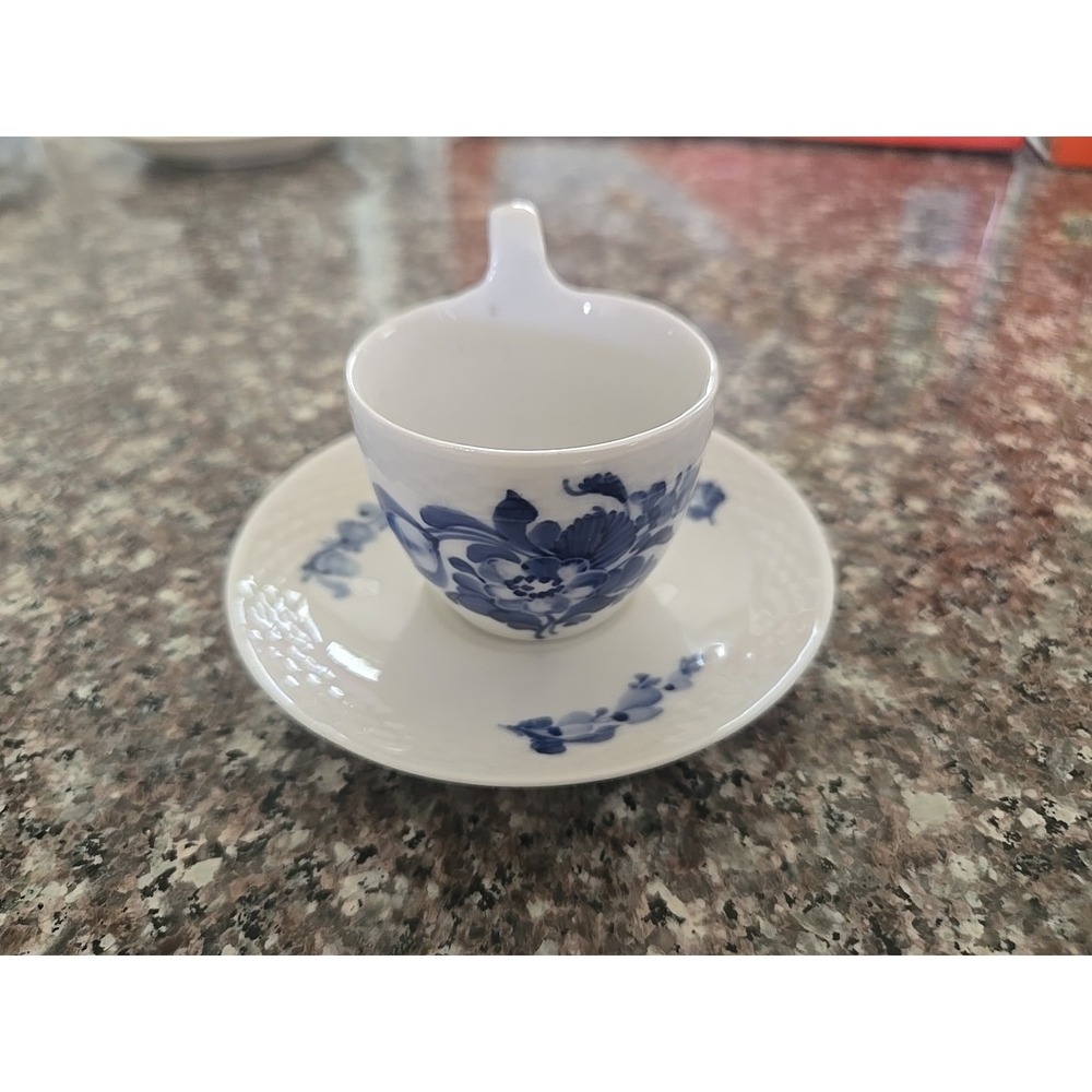 Royal Copenhagen Blue Flower Braided Espresso Demitasse Cup and Saucer - Picture 2 of 7